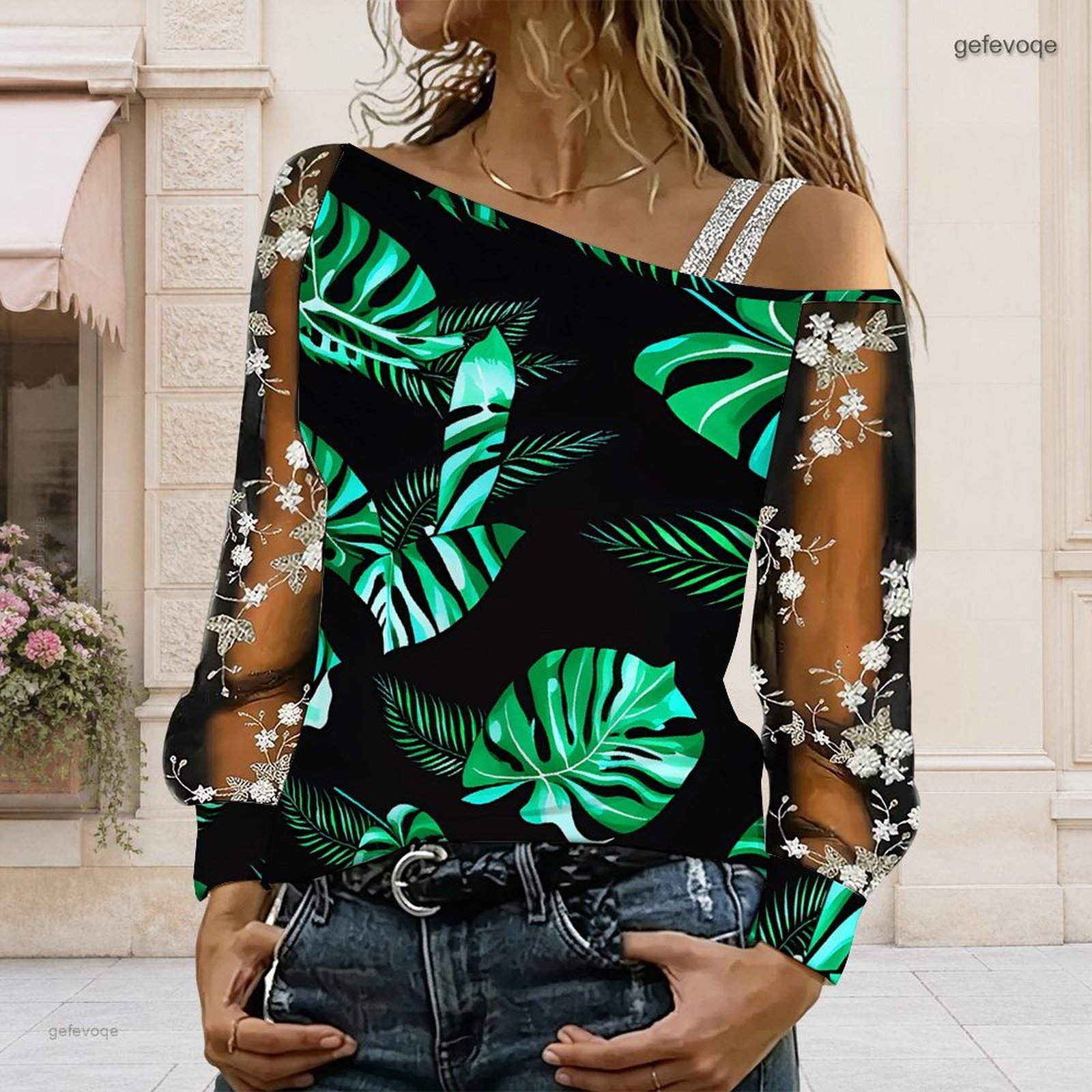 Off Shoulder Blouse - Women Off Shoulder Blouse Asymmetric One