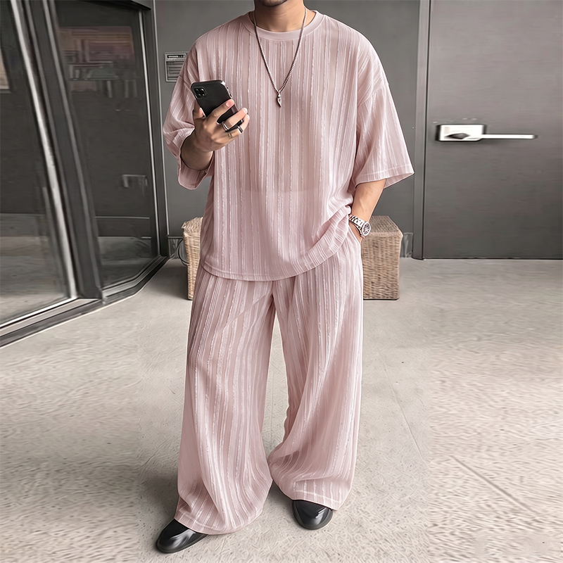Summer Clothing For Young Men - INCERUN Men's Sets Striped See Through