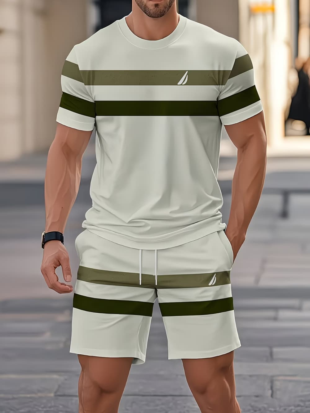 Summer Clothing For Young Men - Men's Summer Sets Funny 3D Stripe