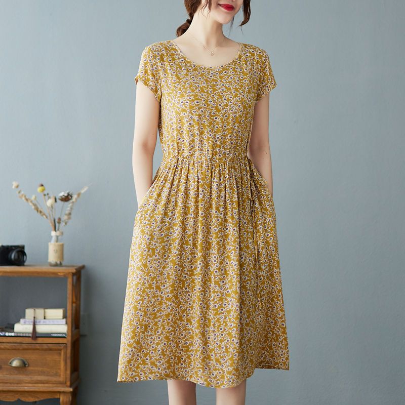 Sundress Midi Floral - Bohemian Women Casual Floral Long Dress