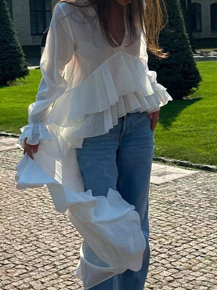 Fashion Ruffles Long Shirt Top - огляд і ціна Summer Clothing Holiday