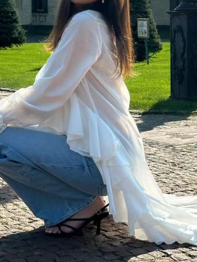 Fashion Ruffles Long Shirt Top - огляд і ціна Summer Clothing Holiday