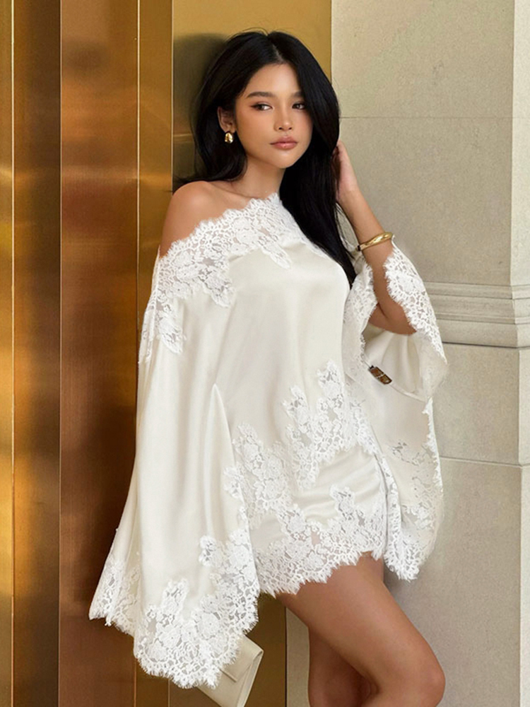Elegant Lace Patchwork Women's - огляд і ціна Off Shoulder Blouse