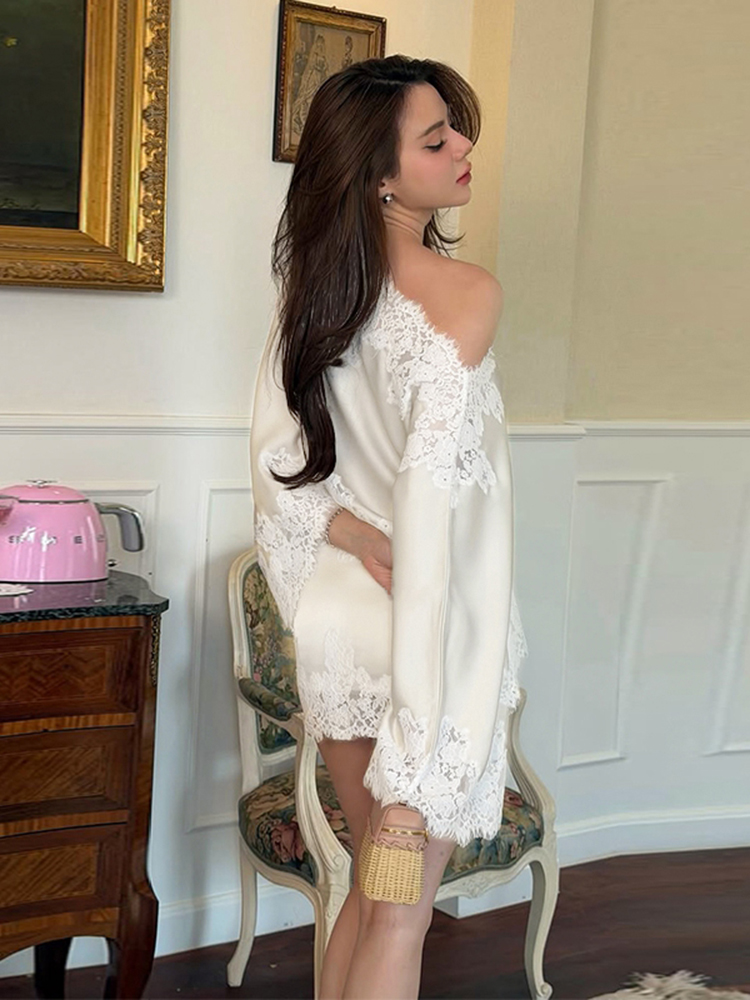 Elegant Lace Patchwork Women's - огляд і ціна Off Shoulder Blouse