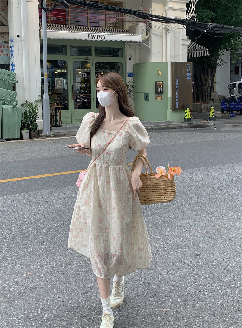 Floral Print Midi Dress, Squar - огляд і ціна Sundress Midi Floral