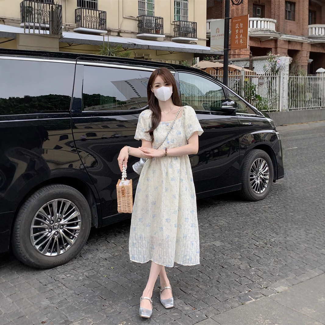 Floral Print Midi Dress, Squar - огляд і ціна Sundress Midi Floral