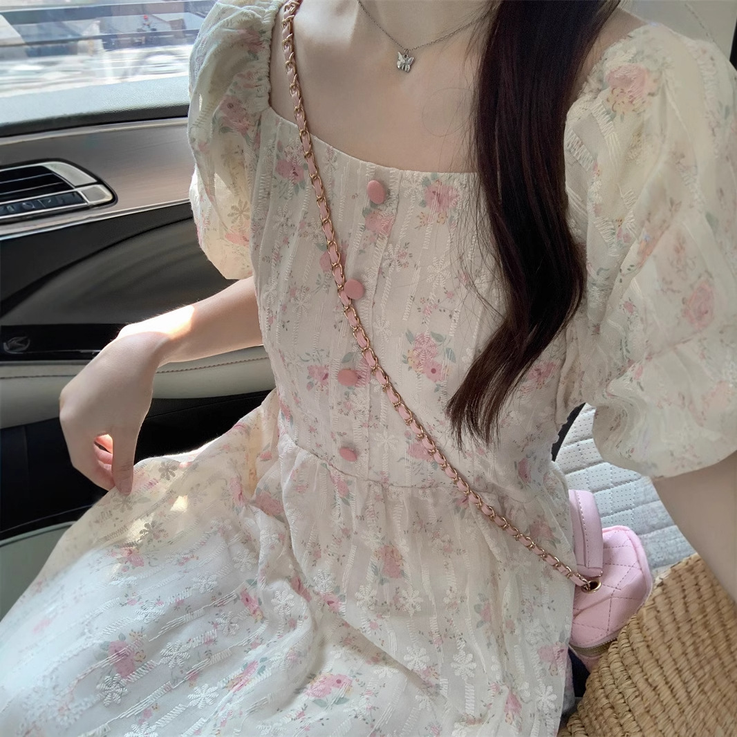 Floral Print Midi Dress, Squar - огляд і ціна Sundress Midi Floral