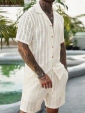 Men Crochet Knit 2 Piece Set L - огляд і ціна Summer Clothing Types