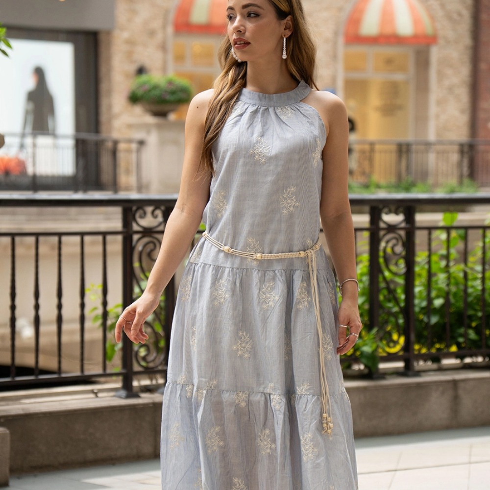 French Elegant Halter Embroide - огляд і ціна Sundress Midi Floral