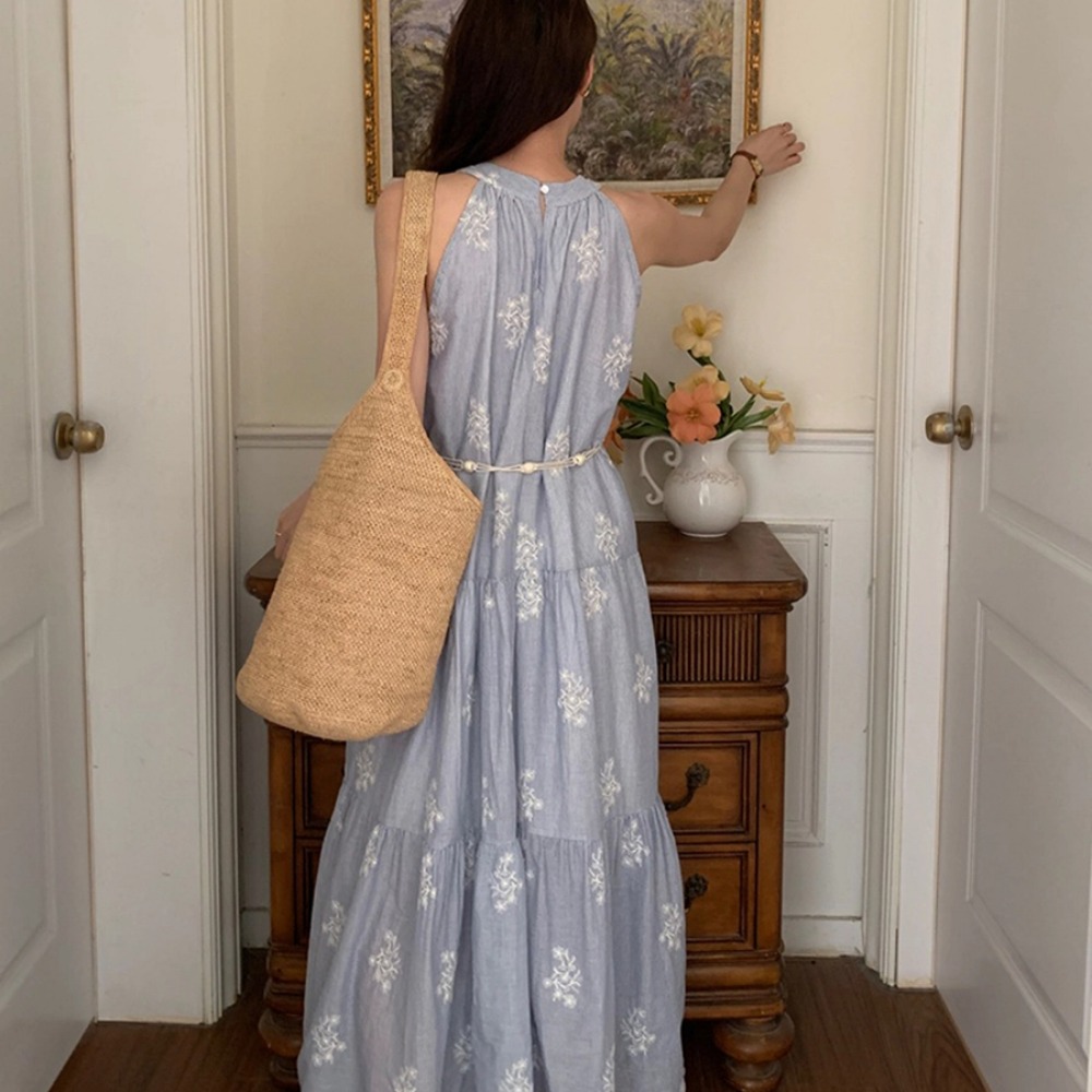 French Elegant Halter Embroide - огляд і ціна Sundress Midi Floral
