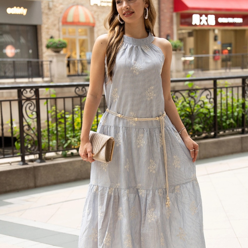 French Elegant Halter Embroide - огляд і ціна Sundress Midi Floral