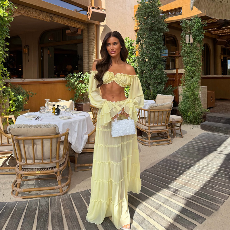 Vacation Chic Yellow Maxi Skir - огляд і ціна Off Shoulder Blouse