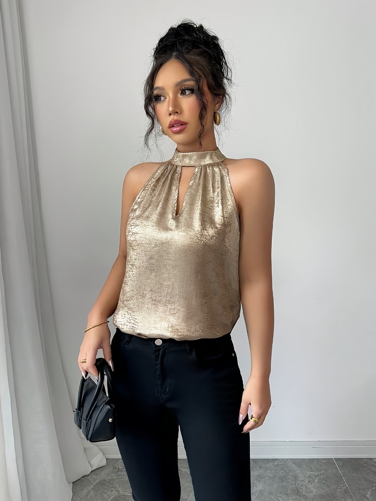 Champagne Golden Shiny Glossy  - огляд і ціна Off Shoulder Blouse