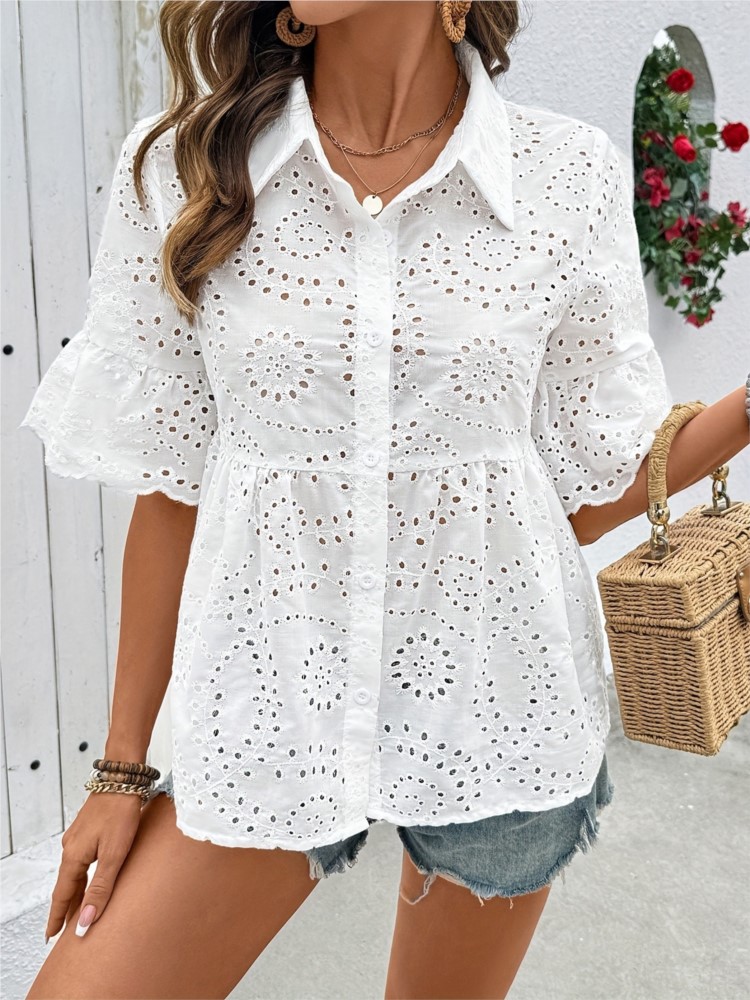 White Lace Hook Flower Hollow  - огляд і ціна Summer Clothing Holiday