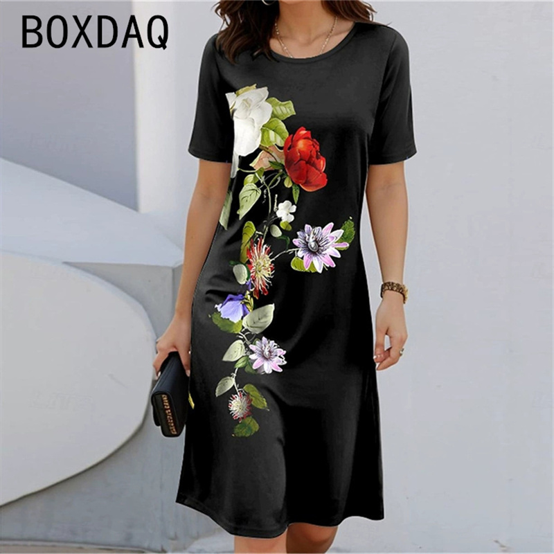 Bohemian Style Short Sleeve Ro - огляд і ціна Sundress Midi Floral