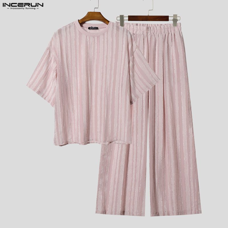 INCERUN Men's Sets Striped See - огляд і ціна Summer Clothing For Young Men