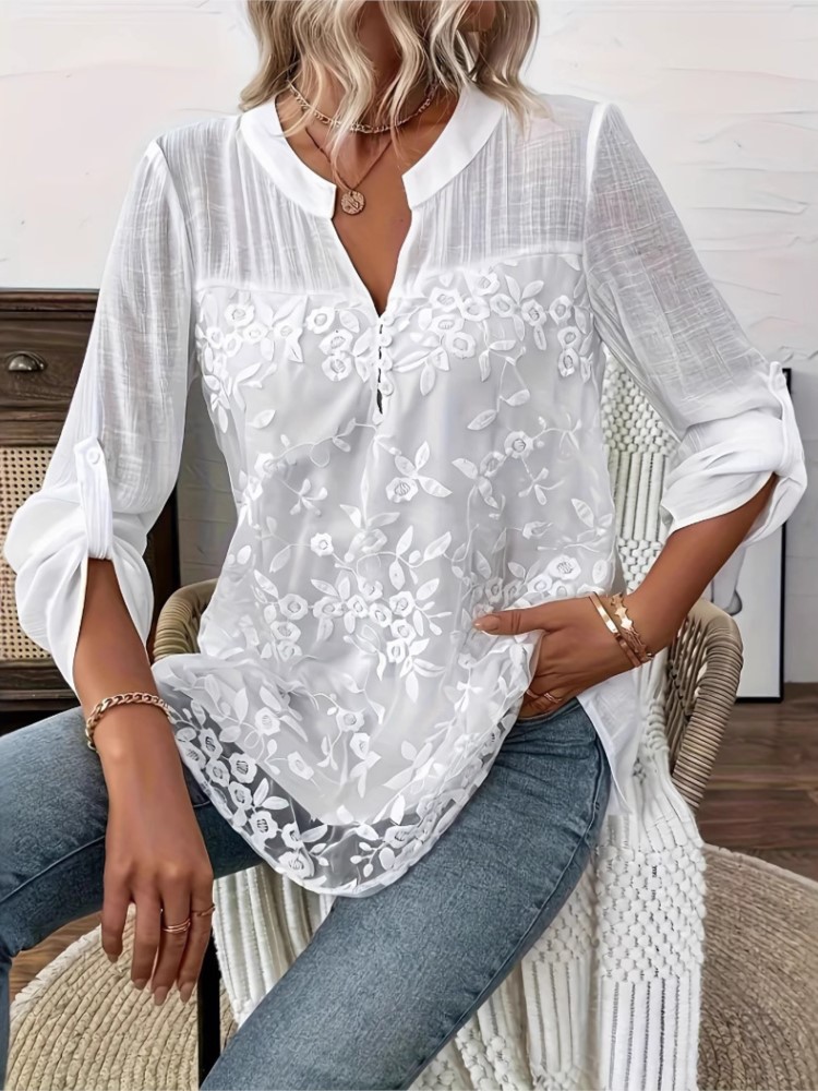 Fashion White Lace Shirt Top F - огляд і ціна Summer Clothing Holiday