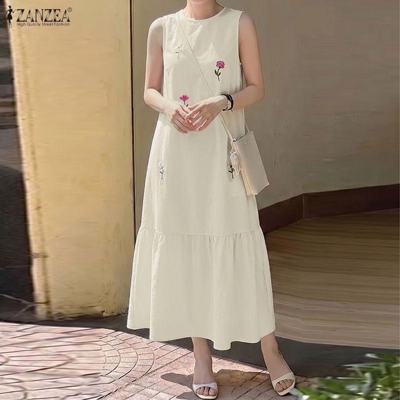 Women Casual O Neck Sleeveless - огляд і ціна Sundress Midi Floral